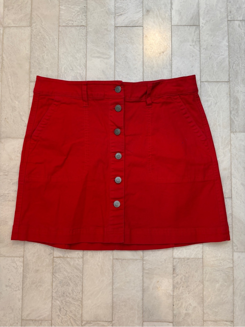 J. Crew Red Button-Front Mini Skirt